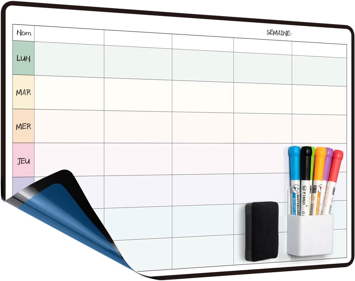 SnelShoppen - Franse Familie Whiteboard Maandplanner - Zelfklevend - Niet-magnetisch - Ideaal voor Wand, Glas of Houten Deur - Organiseer Gezinsactivi