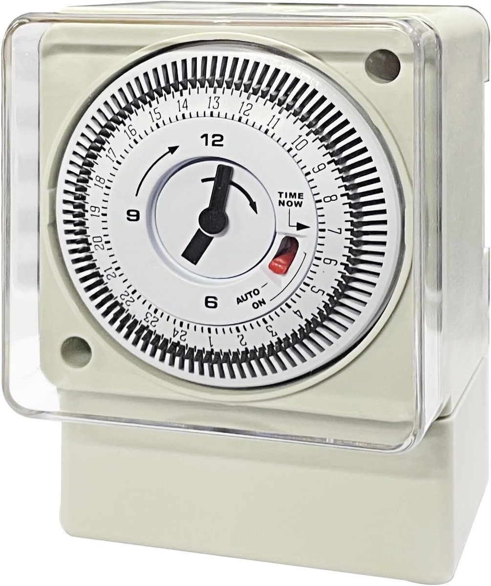 SnelShoppen - Mechanische Timer 220-240V, 16A, Analoge 24 Uurs Schakelaar voor Lampen, Verwarmers, Tuin en Huishoudelijke Apparaten