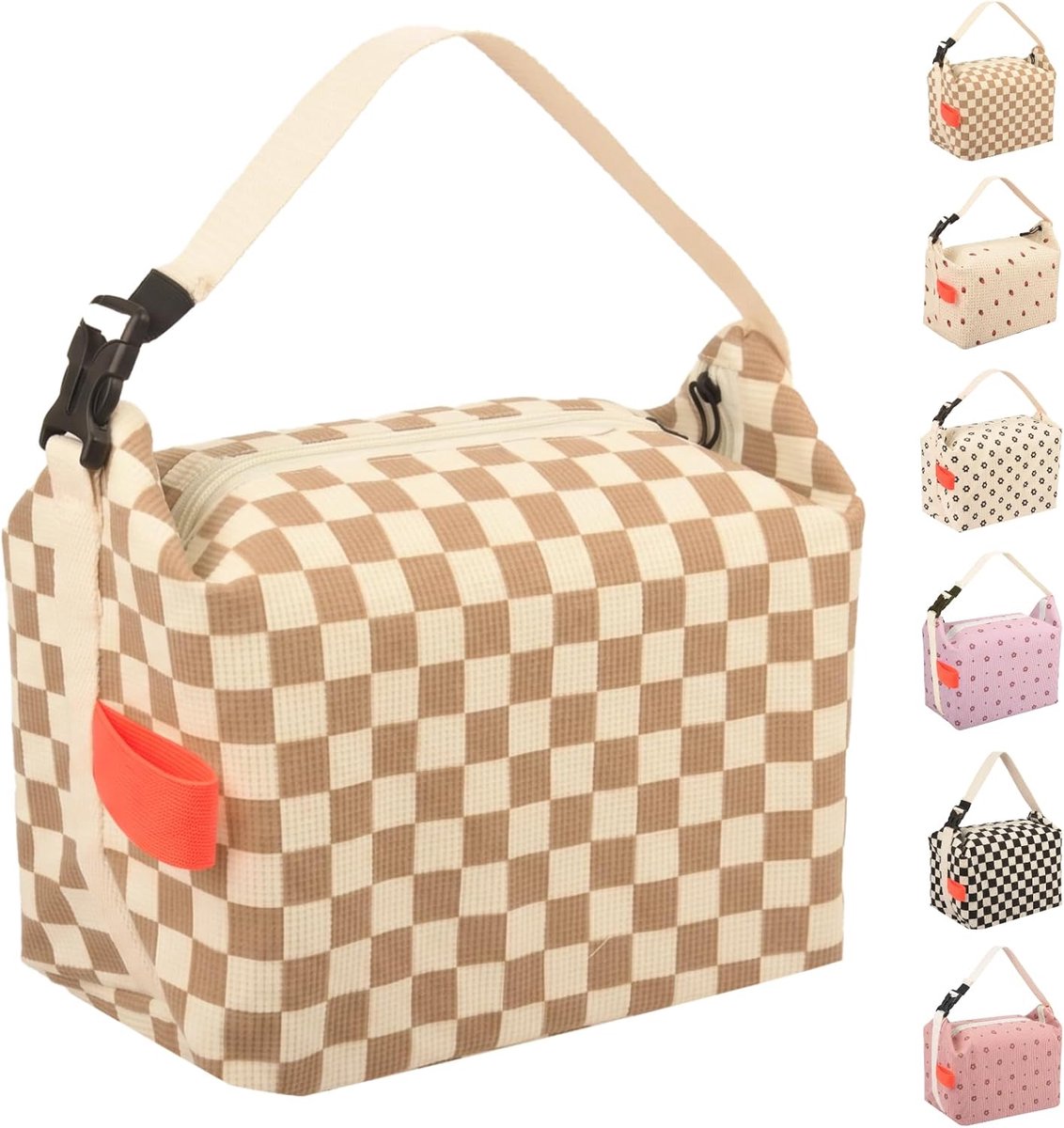 SnelShoppen - Grote Capaciteit Lunchtas met Dikke Aluminiumfolie Isolatie, Waterdichte en Vetvrije Bento Tas van Korduroy, Perfect voor Kantoor, Pickn