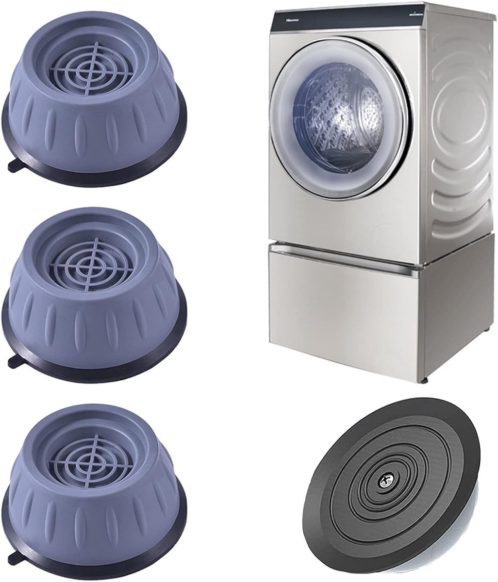 SnelShoppen - Vaatwasser Houder voor Wasmachine en Droger, Pack van 4, Universele Antivibratie Voetjes met Rubber Kussens, Geluids- en Trillingsonderd