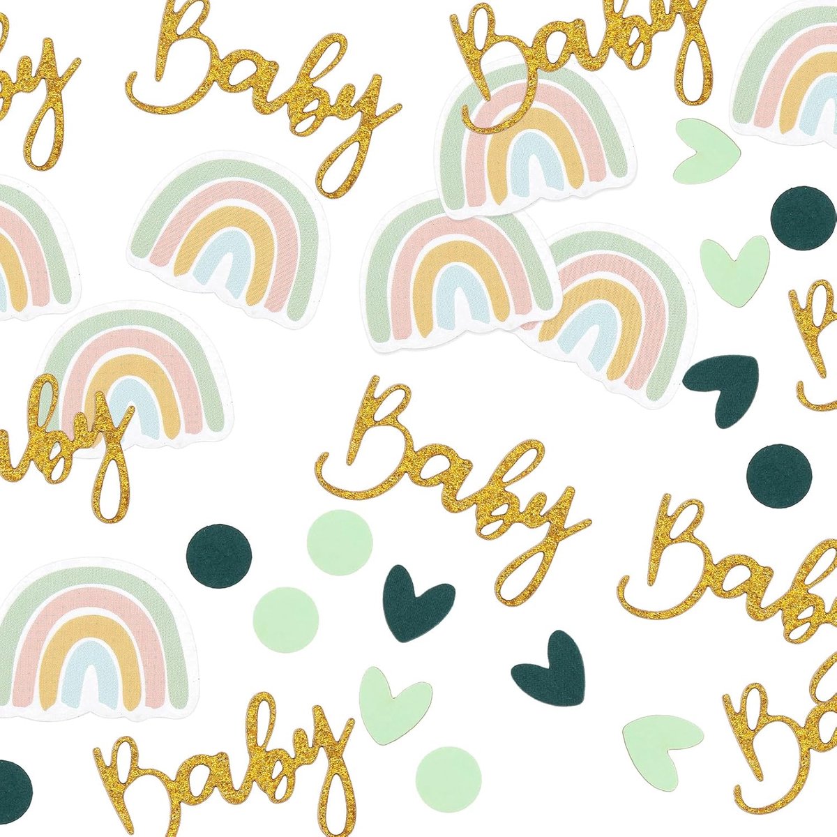 SnelShoppen - Confetti Baby Shower Glitter Confetti 120 Stuks - Gouden Champagne & Regenboog Decoratie voor Baby Gender Reveal, Verjaardagen, Bruiloft