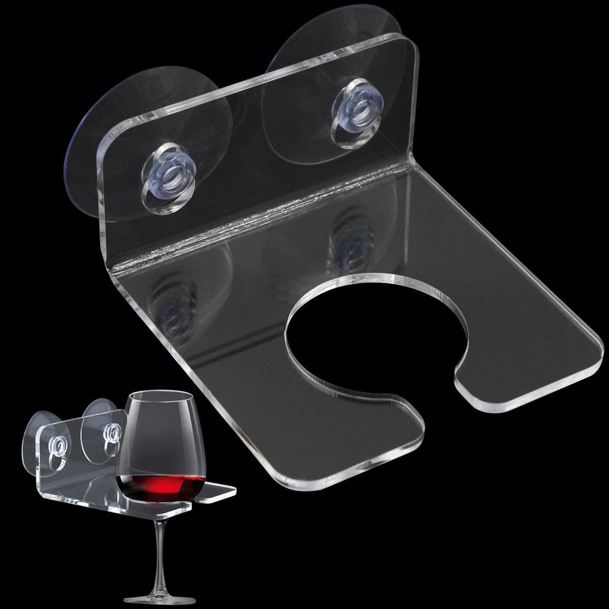 SnelShoppen - Wine Glass Holder Drink Holder Suction Cup - Acryl Drinkhouder voor Wijn, Bier en Drank - Transparante Wijnstandaard voor Feest, Keuken