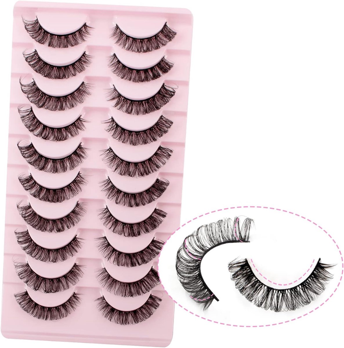 SnelShoppen - Russian Strip Eyelashes D-Curl Valse Wimpers Cat Eye 10 Paar 3D Volume Krullende Neppwimpers Fluffy Herbruikbare Wimpers voor Feest en D