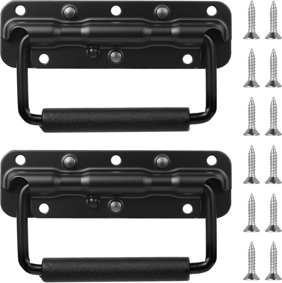 SnelShoppen - Pack van 2 Vouwhandgrepen, 140mm RVS Gereedschapskist Handvatten, Opvouwbaar voor Koffers, Dozen, Deuren, Zwart, Robuust en Corrosiebest