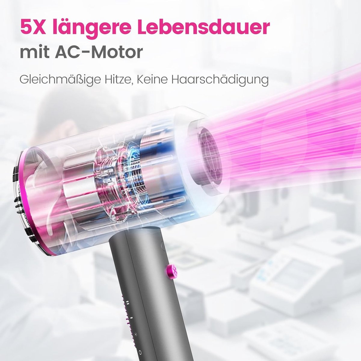 SnelShoppen - Professionele ionische haardroger - Krachtige föhn met AC-motor - Sneldrogend, stil, lichtgewicht en duurzaam - Ideaal voor thuisgebruik