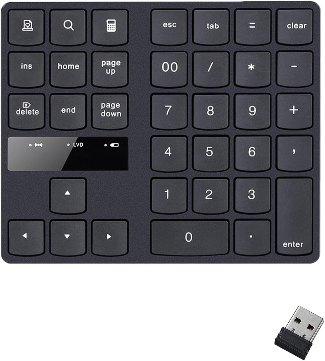 SnelShoppen - Draadloos Numeriek Toetsenbord 35 Toetsen Mini Keyboard Oplaadbaar Ergonomisch voor Laptop Desktop PC - Elegant en Efficiënt