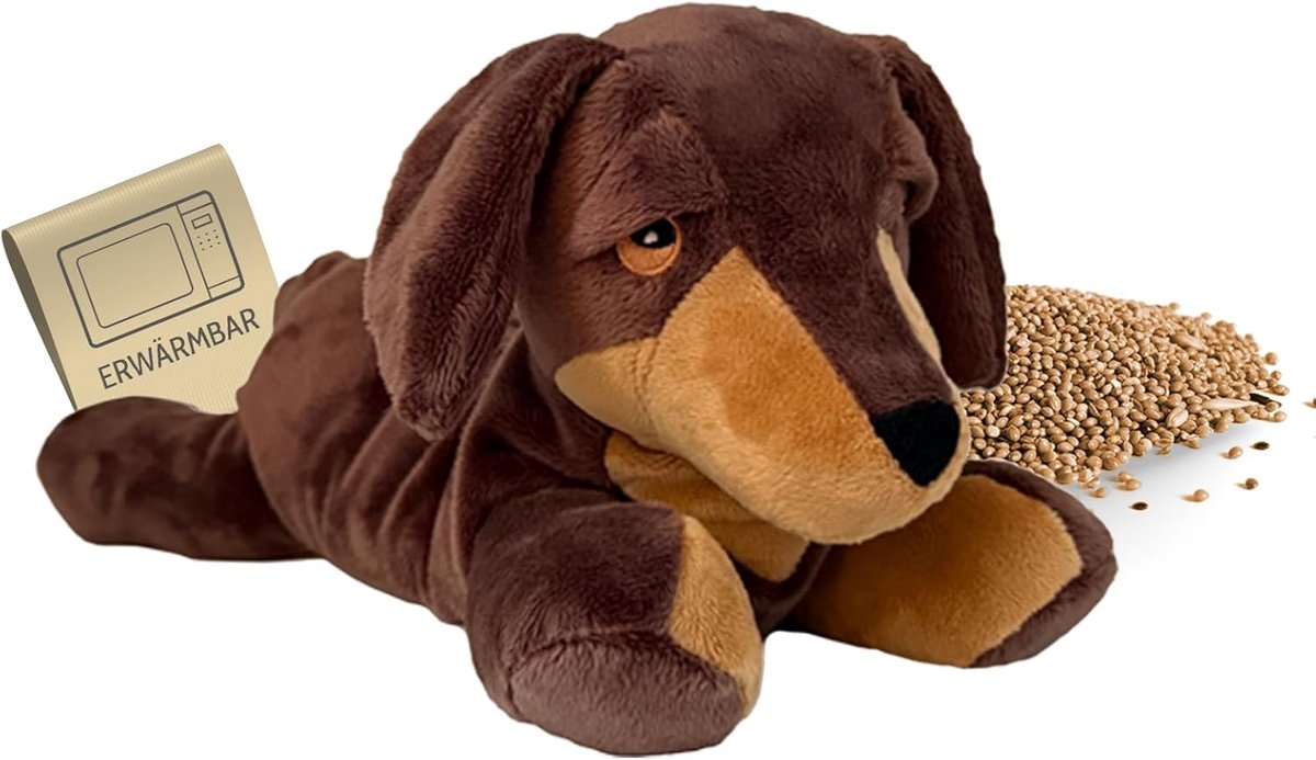 SnelShoppen - Habibi Plush Warmtekussen/Dierenknuffel voor Kinderen en Volwassenen - 2045 Teckel met Millets en Essentiële Olie - Geschikt voor Magnet