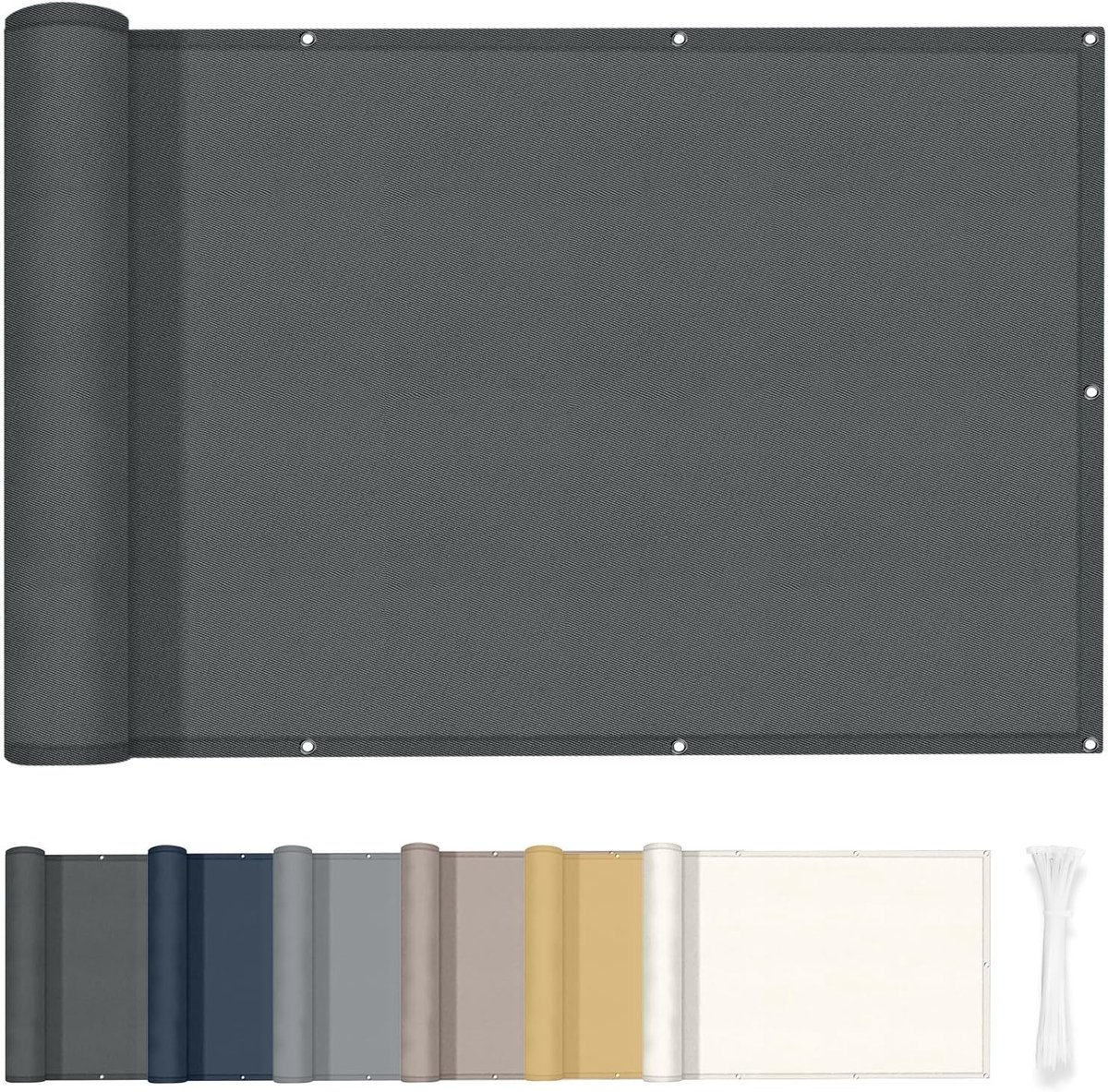 SnelShoppen - Balkonafscherming 75x400cm, 160g/m² PES Waterdicht, Wind- en UV-Bestendig, Privacy Scherm voor Balkon en Terras, Inclusief Kabelbinders,