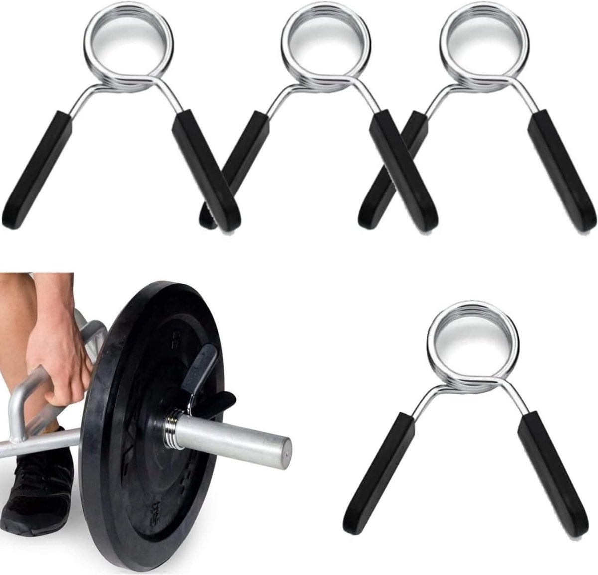 Dumbbell Clips voor Gewichtheffen, 4 Stuks 25 mm Barbell Klemmen, Ideaal voor Thuis Gym en Fitnessoefeningen