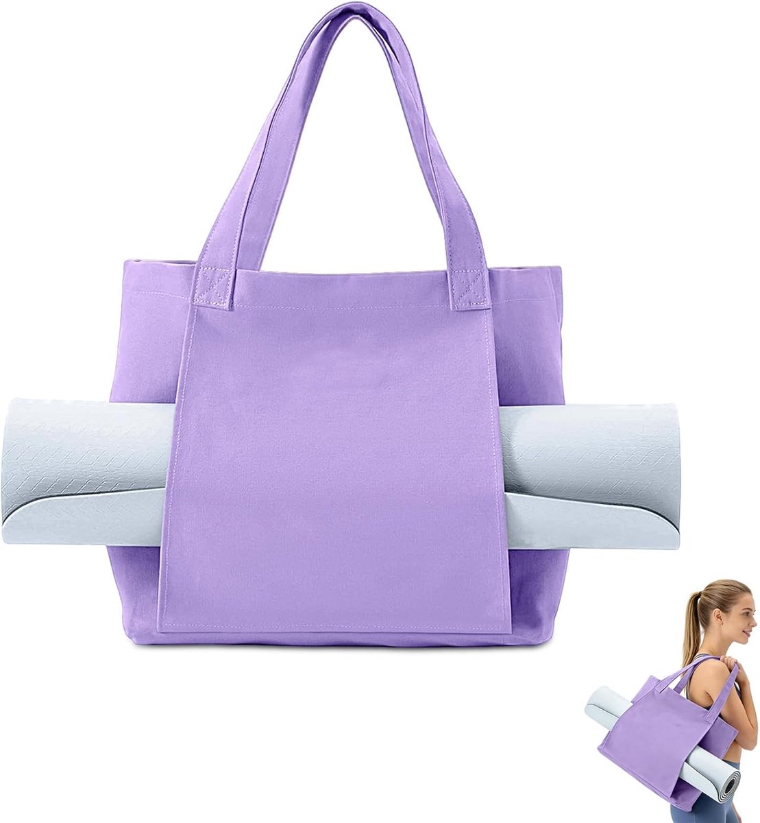SnelShoppen - Dames Sporttas met Snelsluiting - Yoga Tas voor Yogamat en Accessoires - Fitness Tas - Ruime 45 x 35 x 15 cm - Duurzaam Canvas - Ideaal