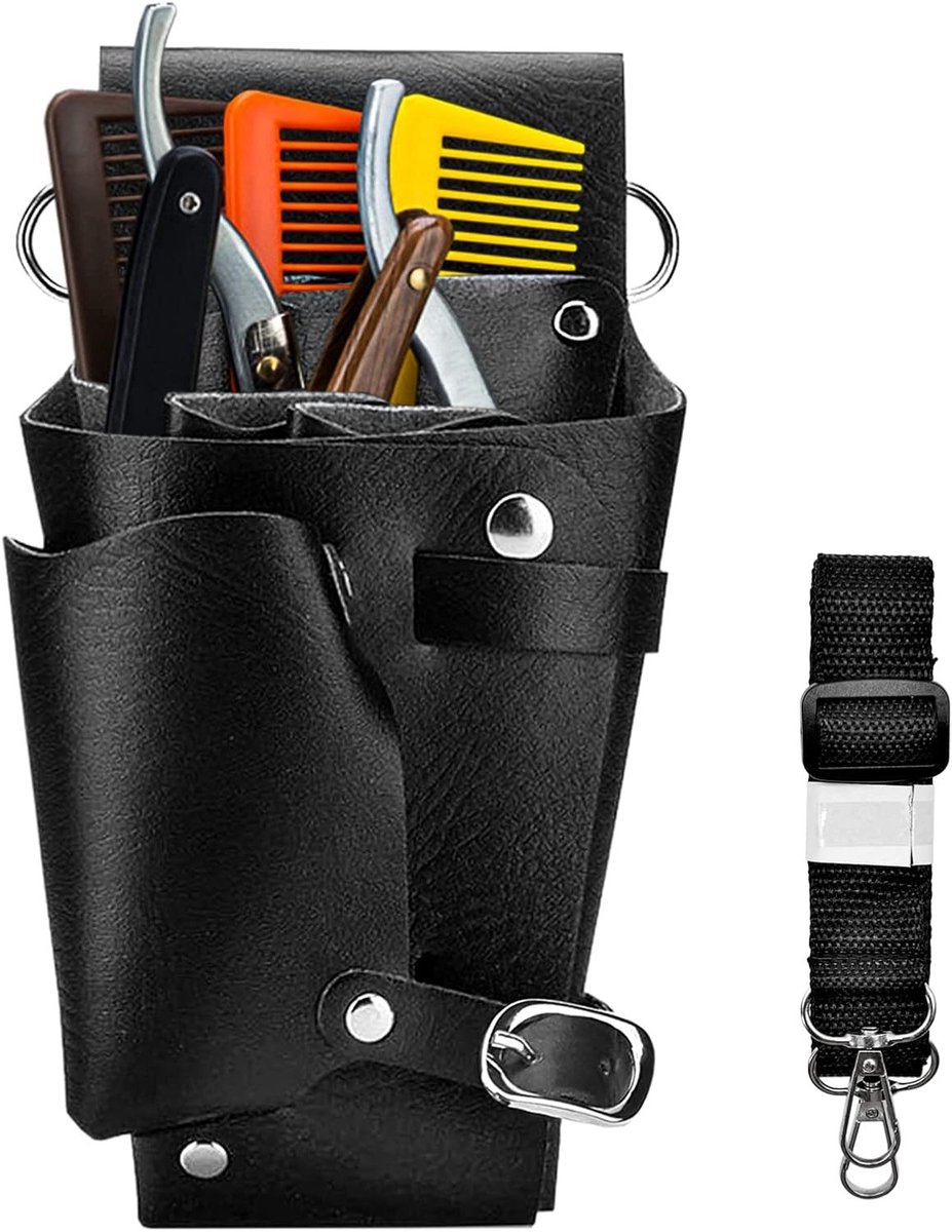 Professionele kappersgereedschapsriem - Zwarte schoudertas voor scharen en accessoires in de salon