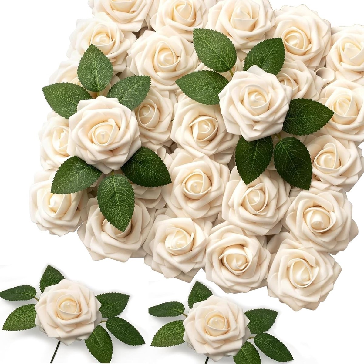 Kunstbloemen Rozen - Decoratieve Bloemknoppen - Bruiloft Decoratie - Hoge Simulatie - 50 Stuks 8 cm - Champagne Roze