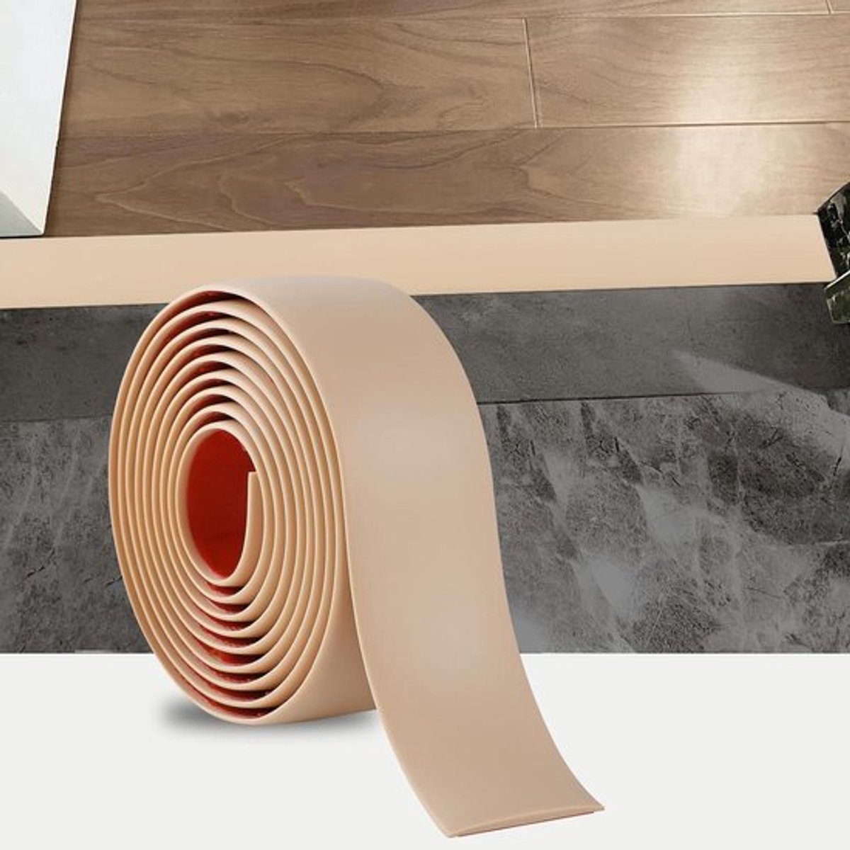 Laminaatvloer Overgangsstrip 2 meter, PVC Deurstangen Set, Zelfklevende Vinyl Vloerrand, L