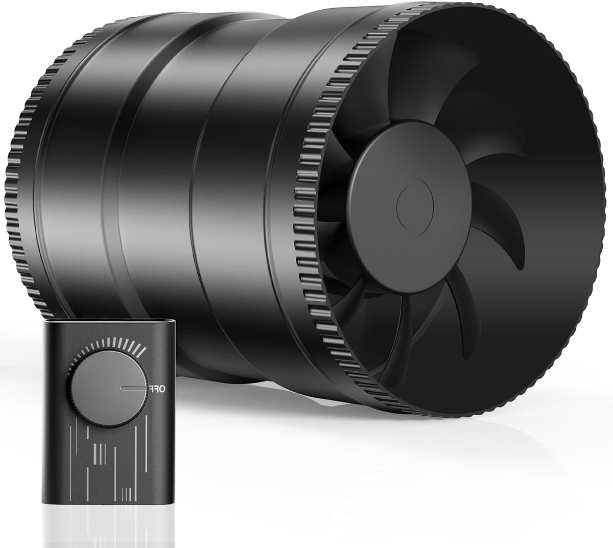 Regelbare buisventilator 587 m³/uur met stekker en upgrade-controller - voor badkamer, serre, kweektenten - zwart
