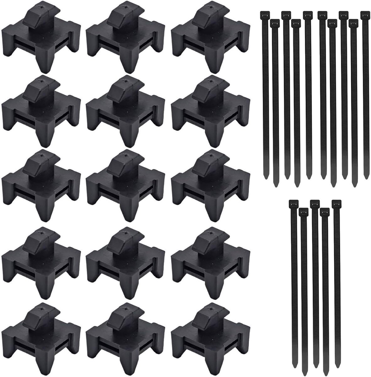 SnelShoppen - 15 stuks kabelclips voor 4040 aluminium profiel groef 8 - zwarte profielkabelhouder met 15 kabelbinders 8 x 200 mm - kunststof draadclip