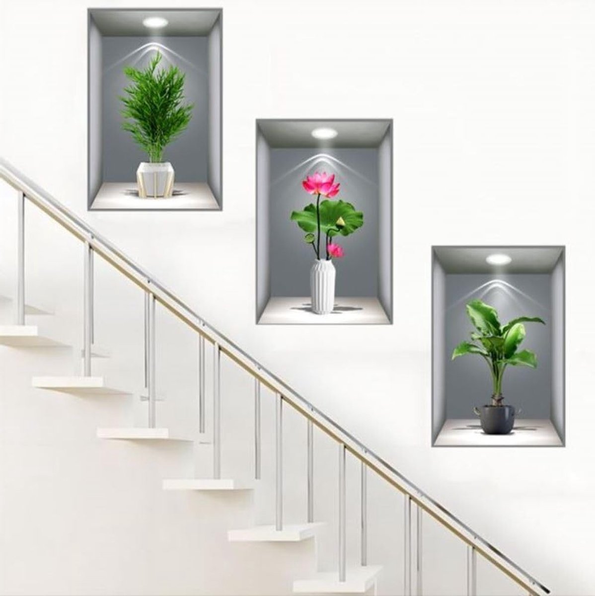 Muurstickers met Potplanten voor Woonkamer, Kantoor, Slaapkamer en Badkamer Decoratie - Verwijderbaar en Herbruikbaar