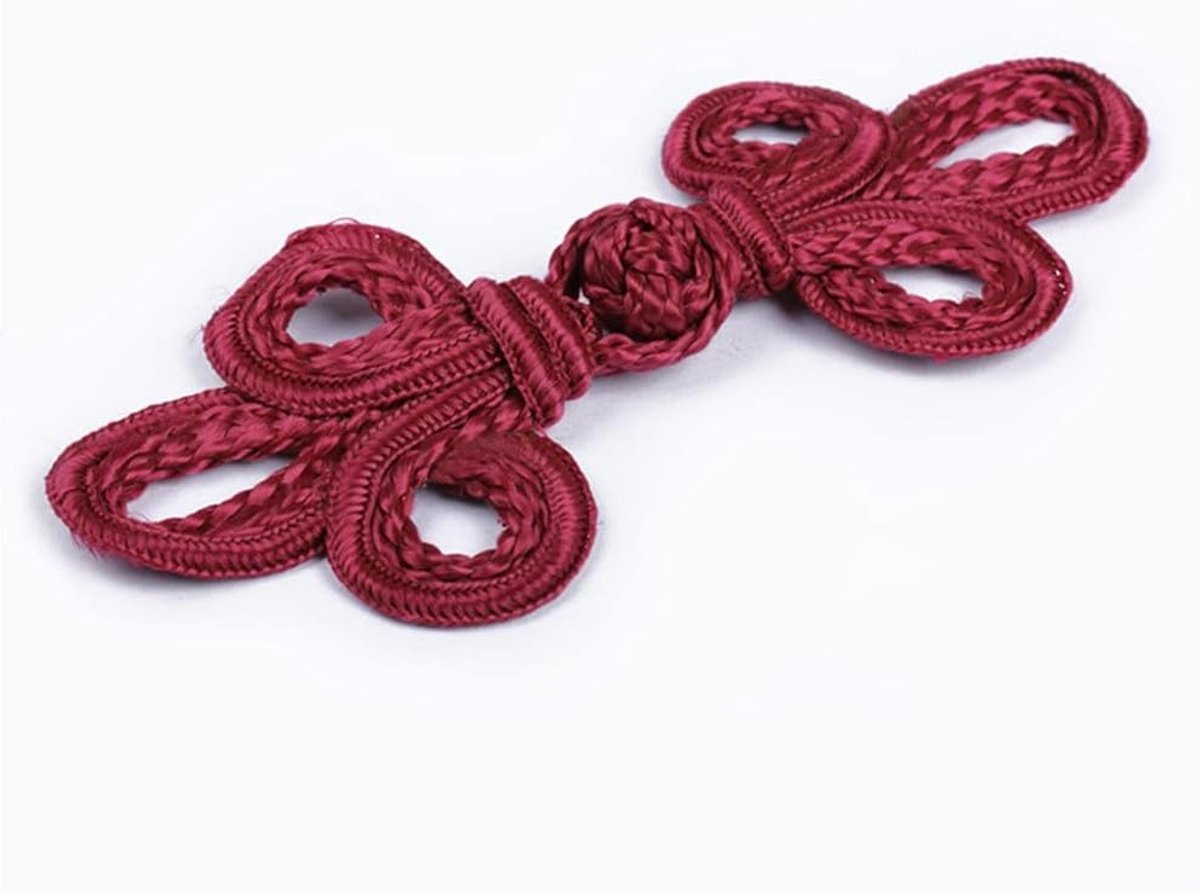 Vijf paar Chinese knopen voor naaien - Frog knopen sluitingen voor DIY-projecten in paars-rood
