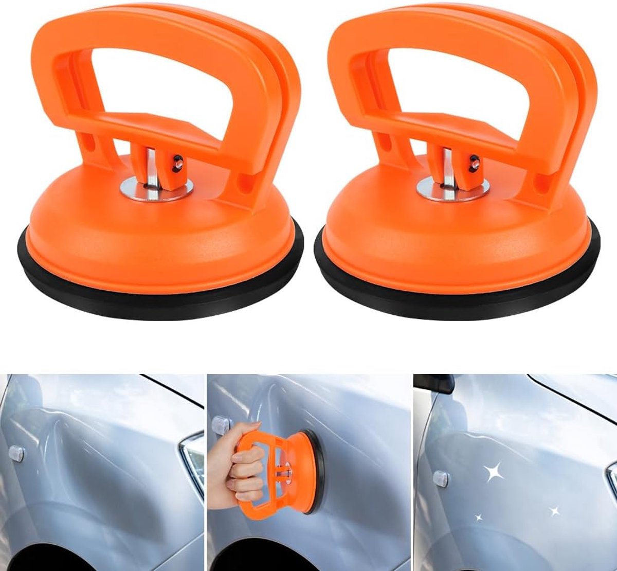 SnelShoppen - Flintronic Auto Dentschade Trekkerset Suction Cup - 2 Stuks - Ergonomisch Handvat - Sterke Zuigkracht - Voor Auto Carrosserie en Glas