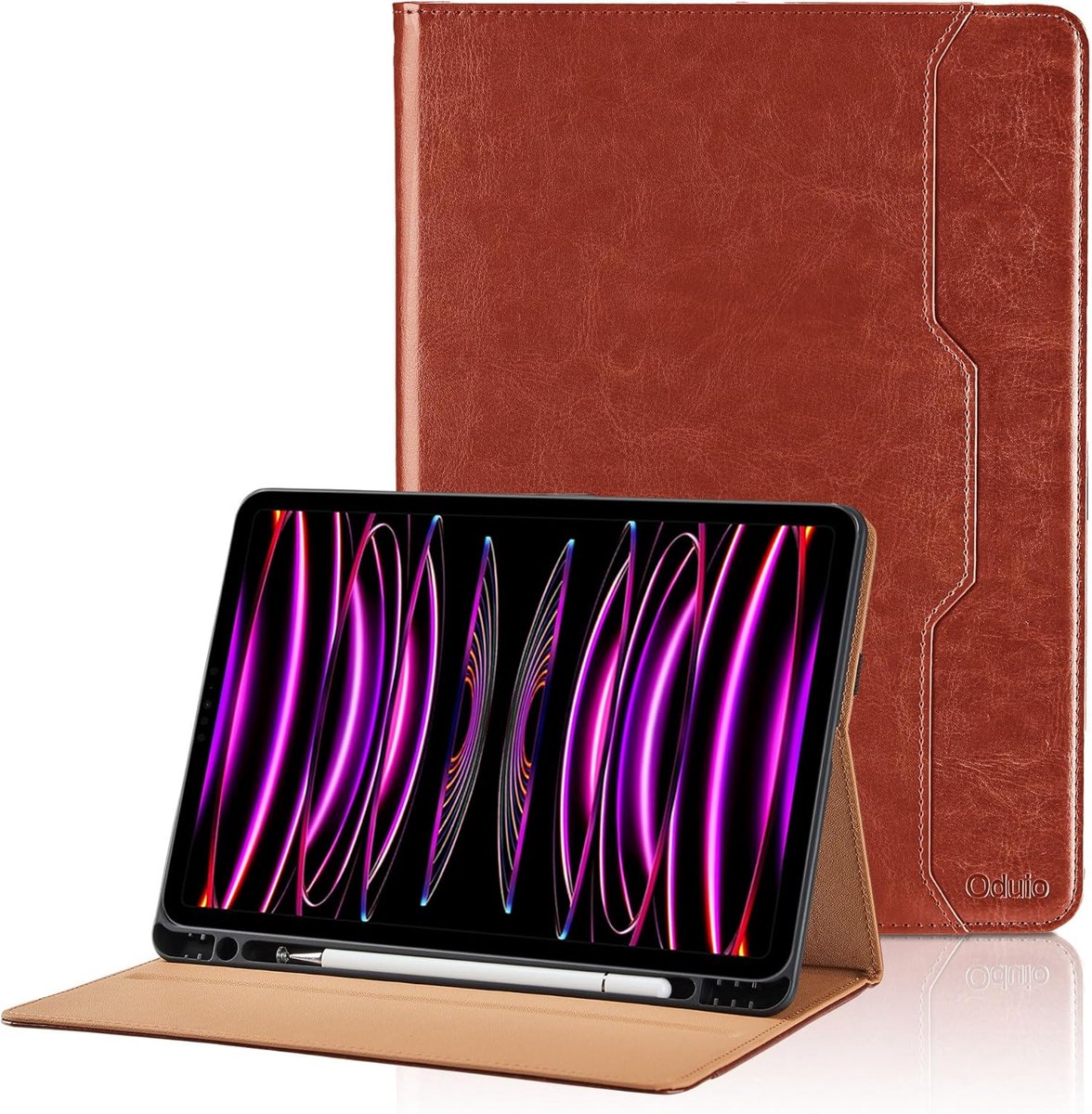 SnelShoppen - Leather Protective Case voor iPad Air 11 inch 2024 / iPad Pro 11 inch 2022/2021/2020 - Bruin - Met Pencil Houder en Auto Wake/Sleep Func