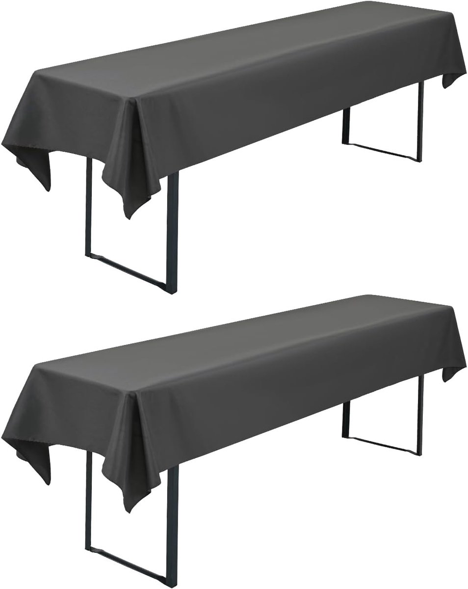 SnelShoppen - 2x Donkergrijze Biertafelkleed 110x260cm Polyester - Wasbaar en Duurzaam - Perfect voor Tuinfeesten, Verjaardagen en Barbecues