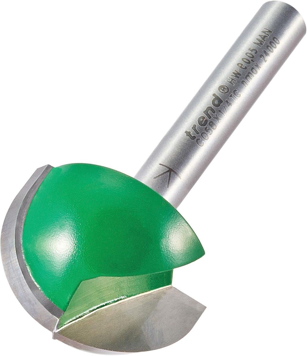 SnelShoppen - Cavetto Frees Voor Houtbewerking, 1/4 Inch Schacht, 12.7mm Radius, 25.4mm Snijdiameter, Tungsten Carbide Tip, Professionele Gereedschapp