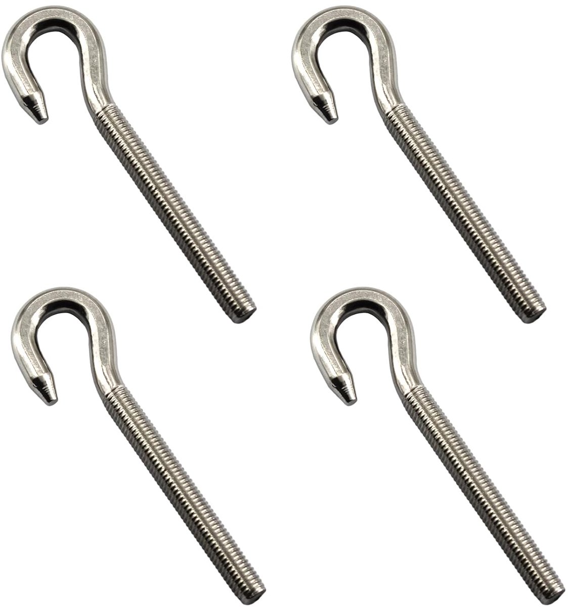 SnelShoppen - 4Pcs RVS M12 Oogbout met Lange Schacht, Draad Verbinding, Roestvrij Staal, Voor Binnen en Buiten, Sterke Bevestiging, Multi-Functioneel