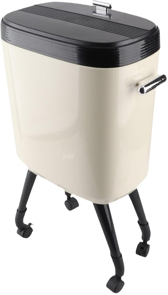 SnelShoppen - Luocute High Trash Can 15L met Open Sliding Lid, Slim Afvalbak voor Keuken, Badkamer, Woonkamer, Kantoor, Cream White, Geurafsluitend en
