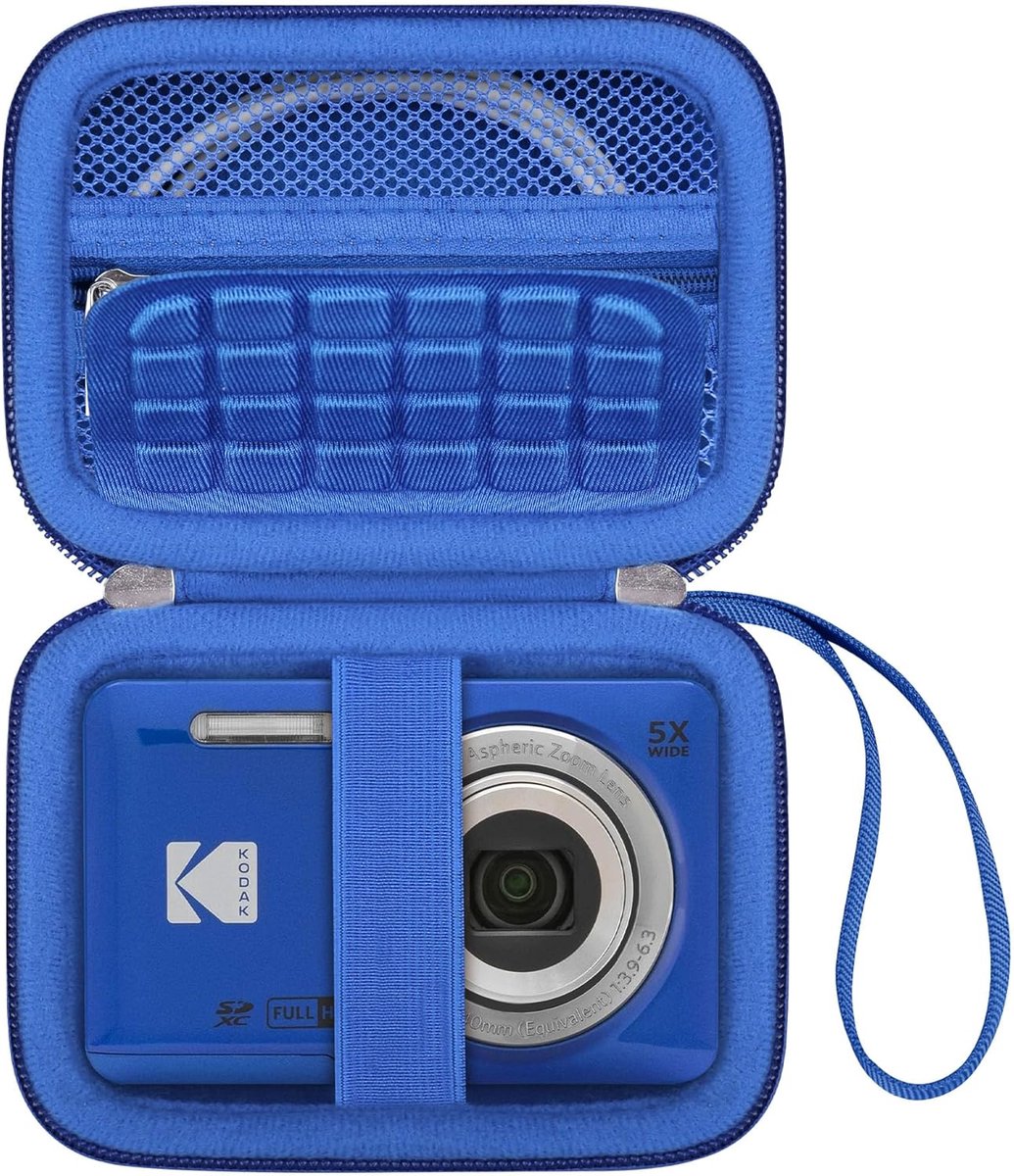 SnelShoppen - Hard Case Cover voor Digitale Camera's - Geschikt voor 16MP Vlogging Camera's - PU Material - Inclusief Zipper Mesh Pocket voor SD Kaart
