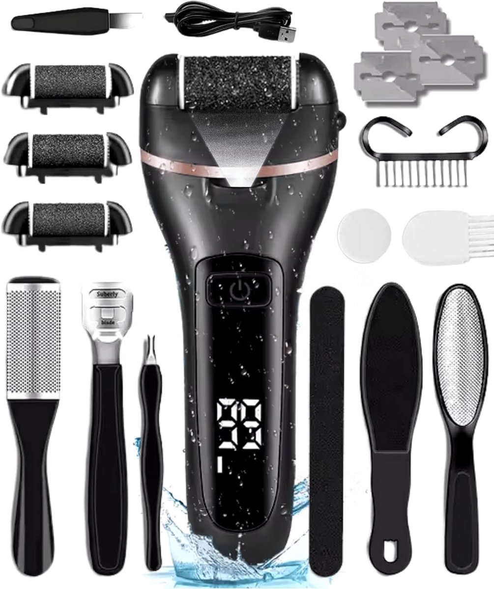 Thijox - Professionele Eeltverwijderaars Set - Elektrische Eeltverwijderaar Pedicureset met Voetvijl en Eeltvijl - Volledige Verzorging voor Zachte Vo