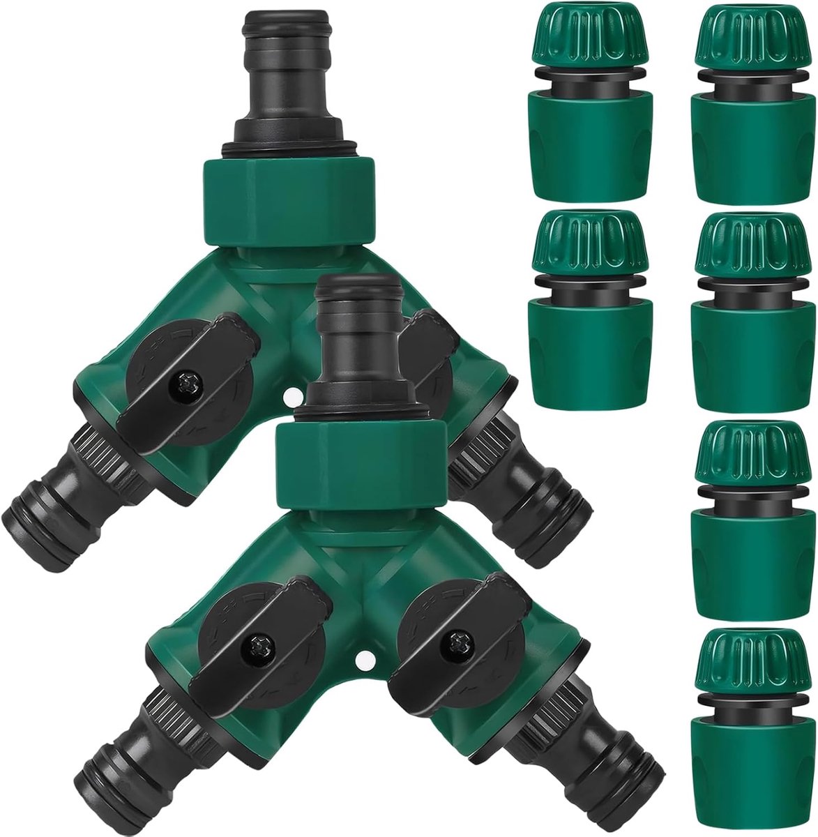 SnelShoppen - 2-Weg Tuinslang Splitter - Y-Splitter met 2 Slangaansluitingen en Individuele Aan/Uit Ventielen - Tuinaccessoires voor Irrigatie en Flor