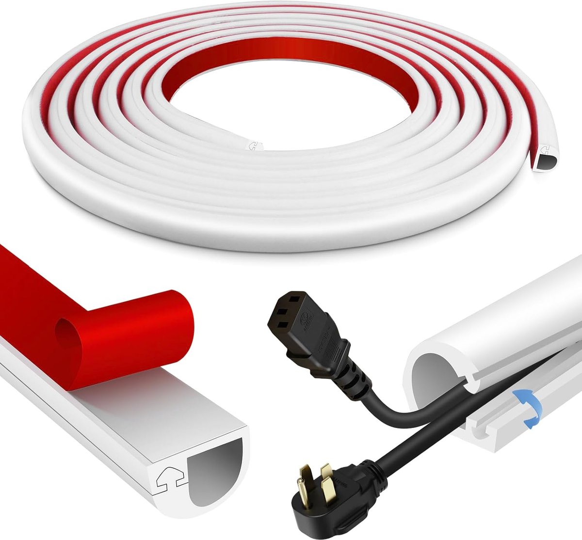 SnelShoppen - Zelfklevende Kabelgoot Flexibele Siliconen Kabelsysteem voor Muur en Vloer - 22mm×10mm×6m - Wit - Perfect voor Thuis, Kantoor en Kindere