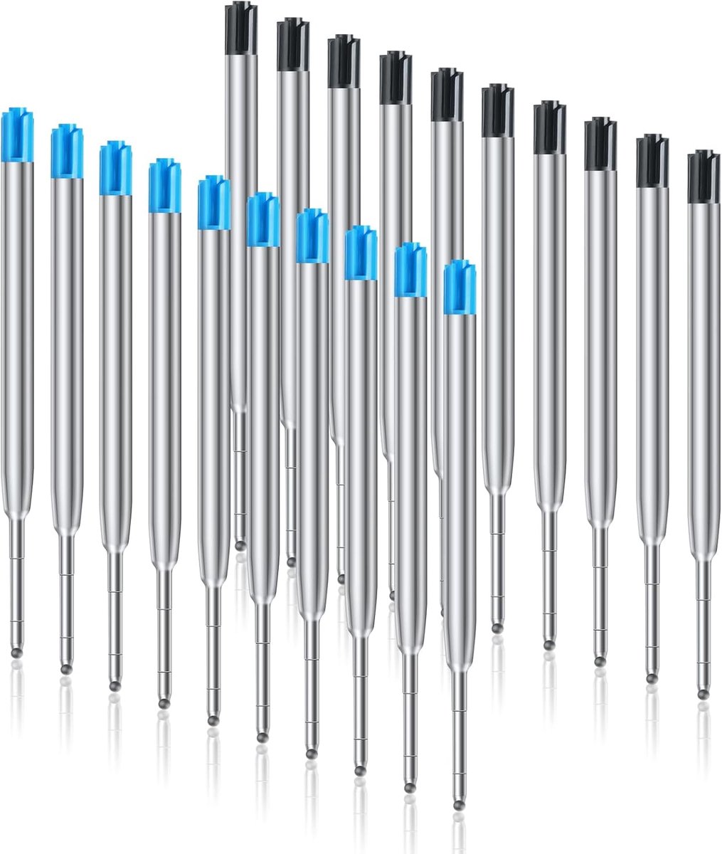 SnelShoppen - OFFCUP Gel Pen Refills 20 Stuks - Vervangbare Metalen Balpennen - Medium Nib - Zwart/Blauw - Ideaal voor Werk, School en Kantoor