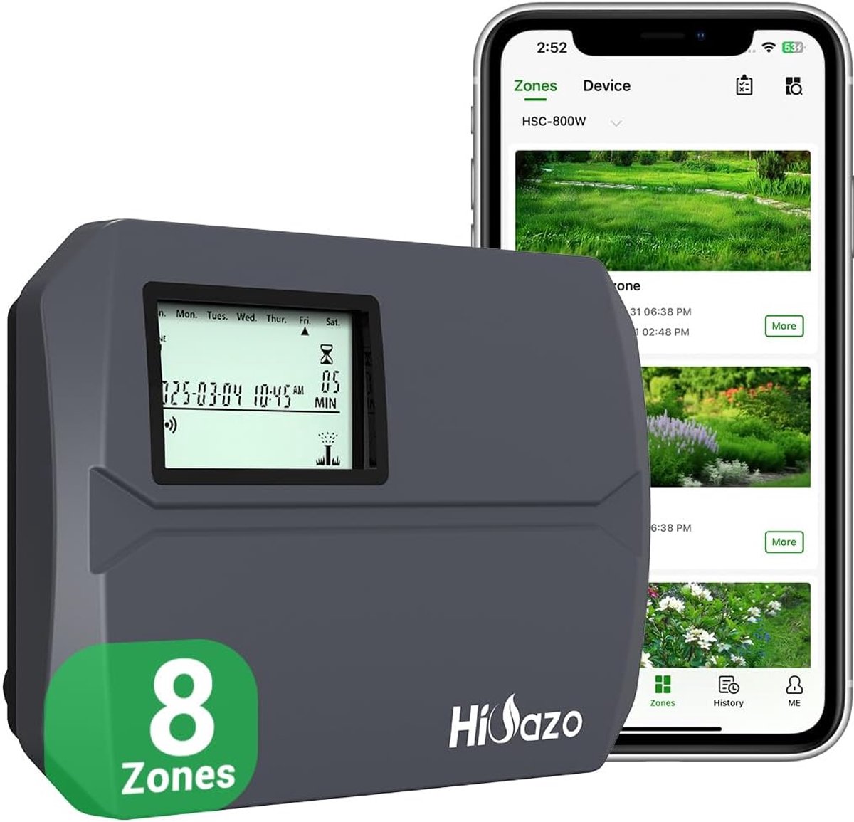 SnelShoppen - HSC-800W WiFi Smart Irrigation Computer, 8 Zones met App Controle, Weersafhankelijke Irrigatie, Waterhamer Bescherming, 16 Programma's,