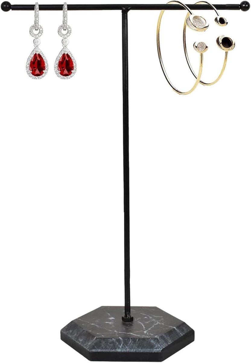 SnelShoppen - T-vormige sieradenstandaard voor kettingen - Snelle toegang tot armbanden - Duurzaam metaal - 26 cm hoog - Perfect voor organiseren en p