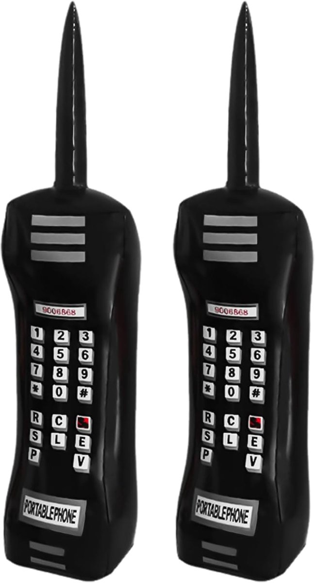 SnelShoppen - 2 Stuks Opblaasbare Mobiele Telefoon Speelgoed - Retro Telefoon Decoratie - 72 cm Zwart - Party Props, Feestaccessoires, Kinderen, Enter