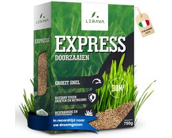 SnelShoppen - LERAVA EXPRESS Graszaden 30 m² - Snelle Groei en Slijtvaste Graszaad voor een Dichte en Groene Grond - Geschikt voor Zonnige en Half-Sch