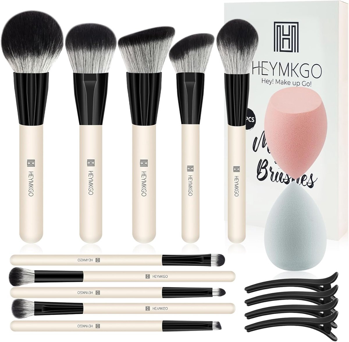 SnelShoppen - 16-delige Professionele Makeup Kwasten Set - Premium Synthetisch - Foundation, Poeder, Contour, Concealer, Oogschaduw, Blending - Inclus