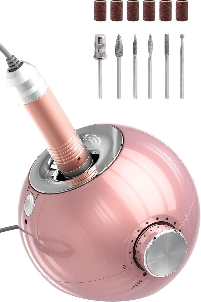 SnelShoppen - Professionele Elektrische Nageldrill Set voor Manicure en Pedicure, 35000RPM, Compact en Lichtgewicht, Laag Geluid en Vibratie, Oro Rosa