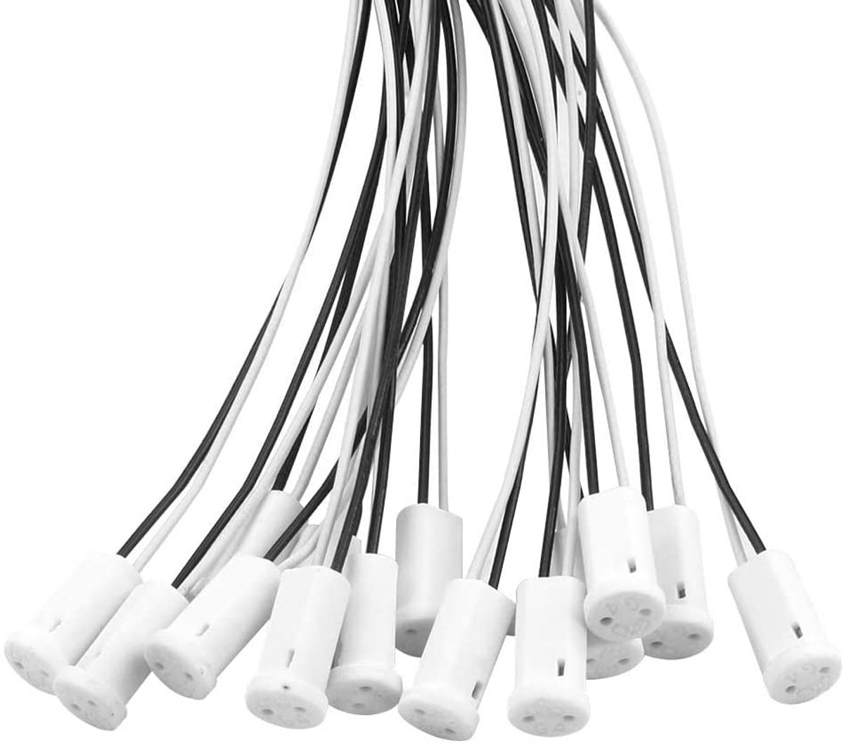 SnelShoppen - 25 Stuks G4 Lampfitting Keramisch Met 10CM Teflon Draad Voor Halogeen En LED Verlichting, Perfect Voor Crystal Lichten, Grill Lichten, F