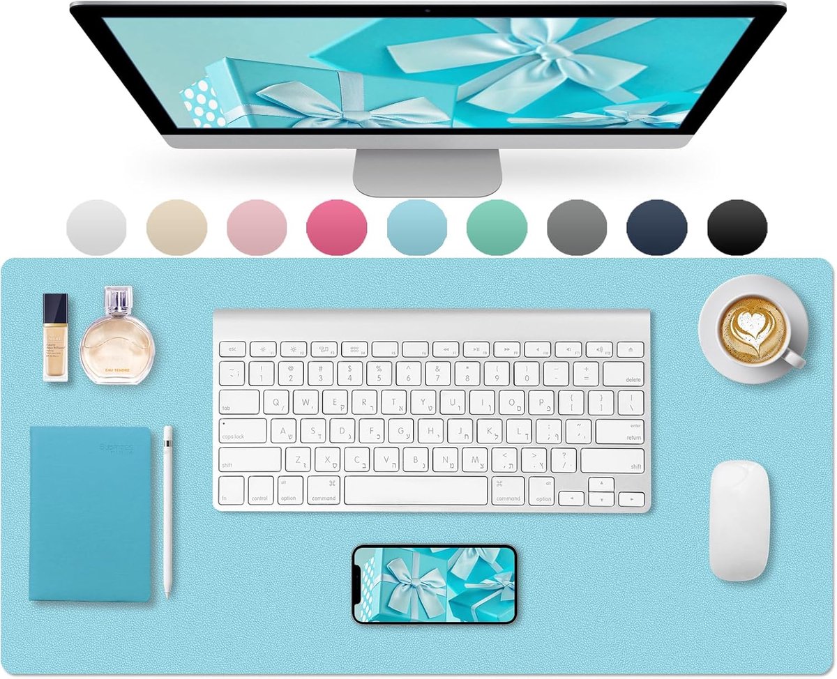 SnelShoppen - Desk Pad Lichtblauw 80x40cm - Bureau Onderlegger, Werkplek Accessoire, Ergonomisch, Waterdicht, Modern Design voor Thuis en Kantoor