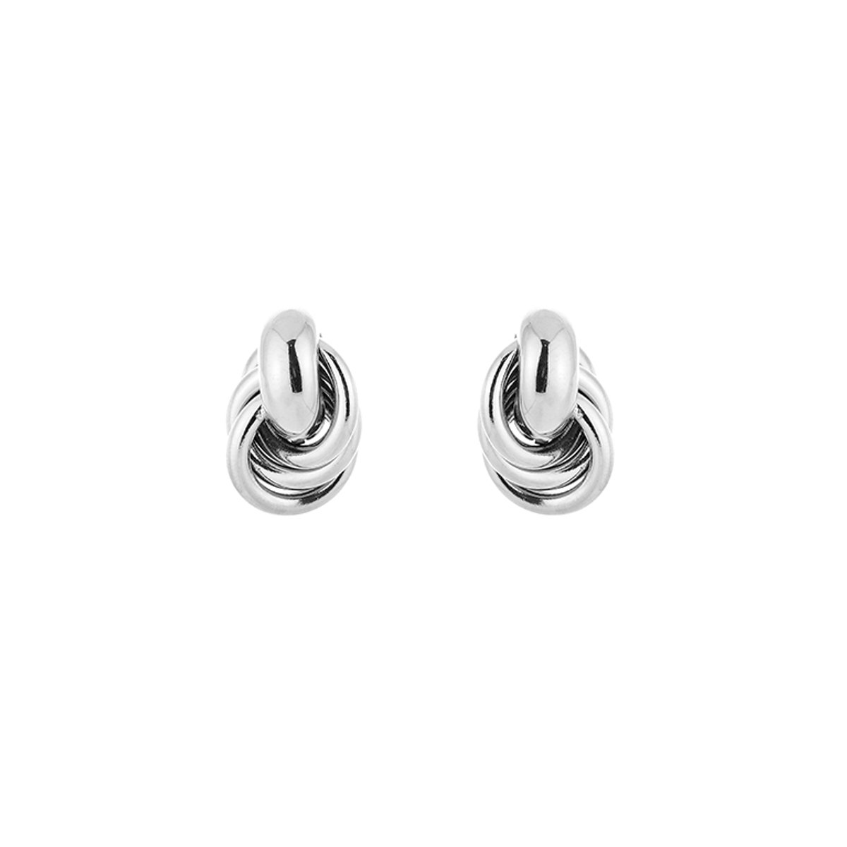 Stainless Steel Gevlochten Schakel Studs – Chique & Getextureerde Oorknopjes - RVS - Zilver