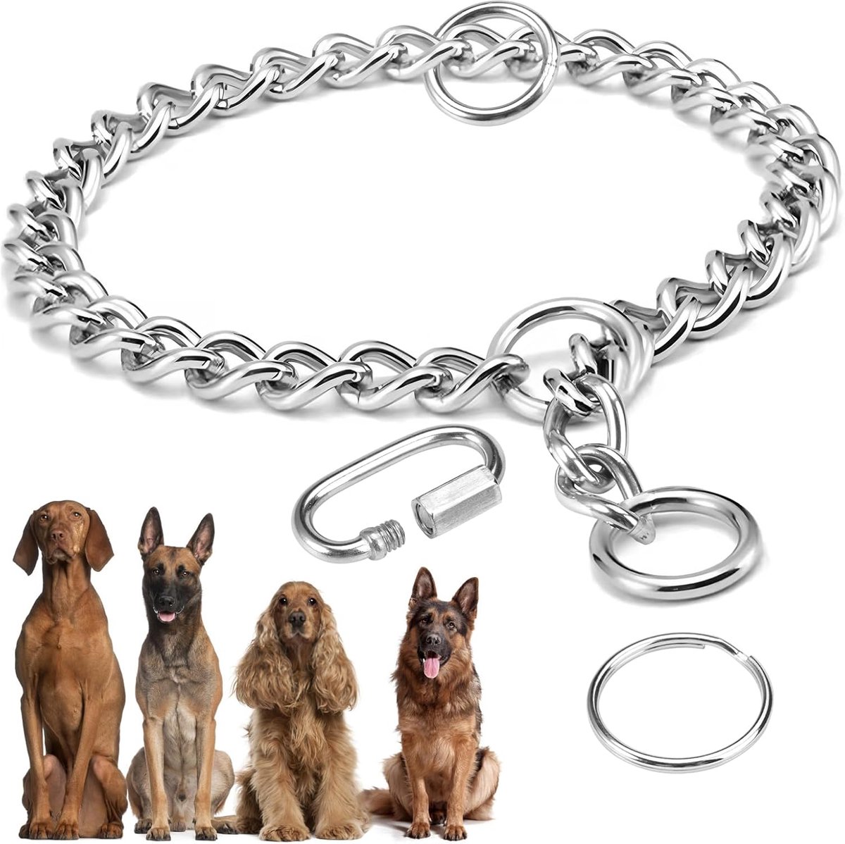 Thijox - Verstelbare Hondenketting 65 cm - Roestvrijstalen Metalen Halsband voor Grote en Middelgrote Honden - Veilig en Duurzaam voor Wandelen en Tra