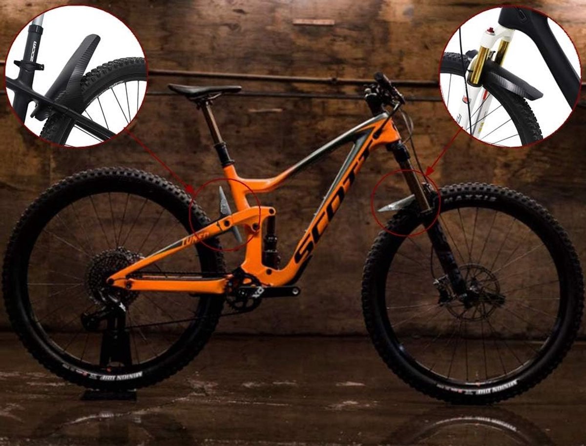 SnelShoppen - 2pcs MTB Mudguard Voorvoorkeurs- en Achter Mudguard voor Mountainbike, E-bike, BMX met 8 Zwarte Kabelbinders - Duurzaam en Lichtgewicht,