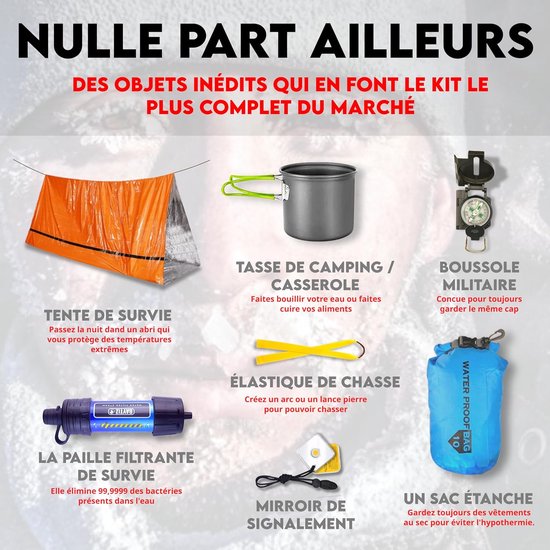 Thijox - Militaire Survivalset Compleet XXL - Noodtas Wandelen, Survivaldeken, Vuuraansteker & Camping Apotheek Uitrusting - Ideaal voor Avonturen & O — afbeelding 3