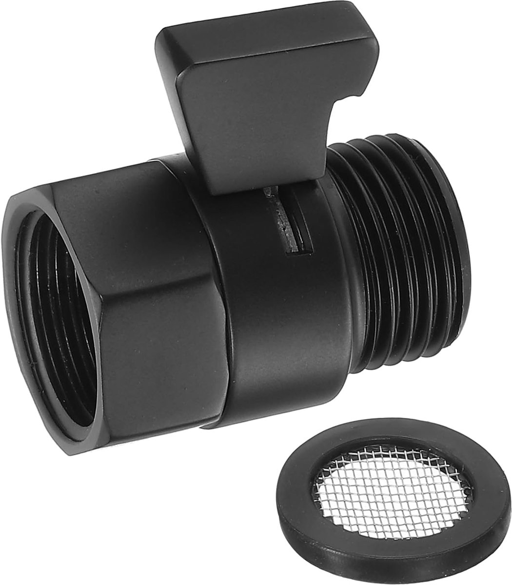 SnelShoppen - Water Flow Control Valve G1/2 Inch - Brass Douchekop Afsluitklep - Waterdruk Regulator voor Douche of Bidet Sprayer - Zwart - 1 Stuk