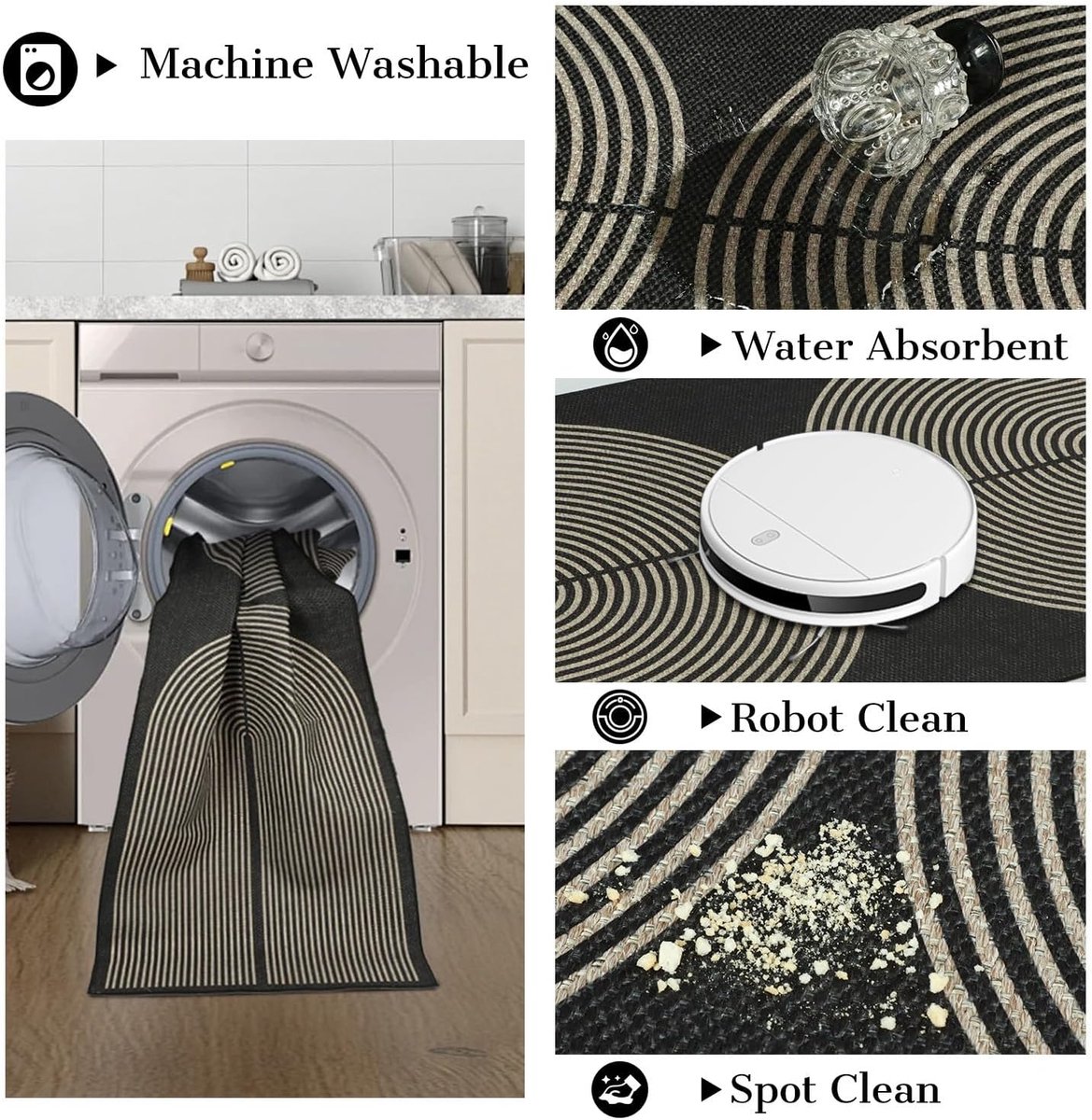 SnelShoppen - Vloerkleed Loper 50x150 cm Modern Geometrisch Patronen, Antislip Keuken- en Hal Runner, Machinewasbaar, Boho Stijl voor Woonkamer, Hal e