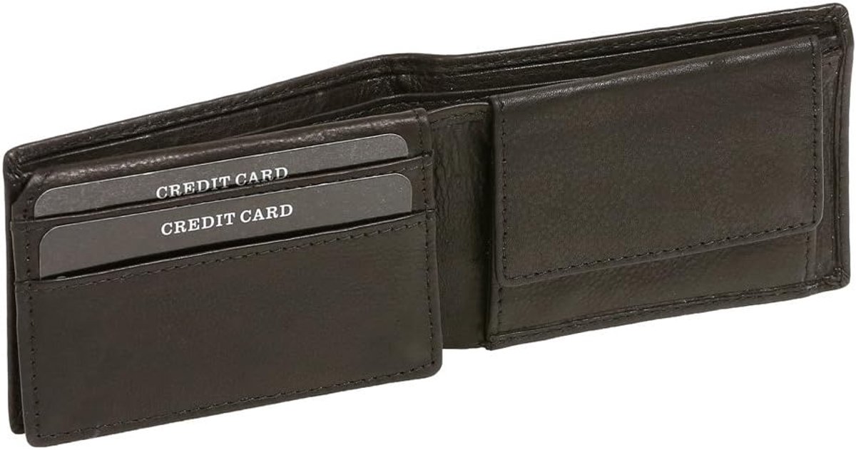 SnelShoppen - LEAS Classic Mini Wallet voor Mannen en Vrouwen, RFID Bescherming, Mini Portemonnee met Klep, Extra Plat in Liggend Formaat, Echt Leer,