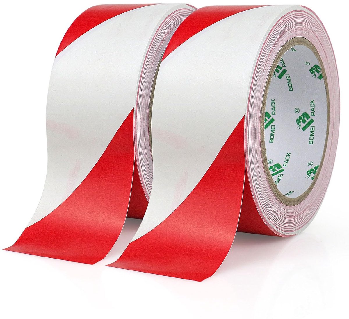 SnelShoppen - Waarschuwings tape 50mm x 33m, Zelfklevende Veiligheidsmarkering, Vloermarkering Rood/Wit voor Gevaarlijke Gebieden, Duurzaam Vinyl, Per