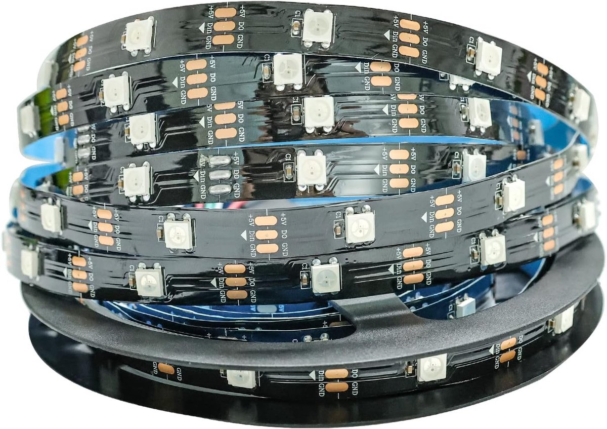SnelShoppen - 5V WS2812B LED Strip 5 Meter RGB Pixel Strip 150 LEDs IP30 Flexibel Volle Kleuren Individueel Aanspreekbaar voor Feesten, Decoratie en D
