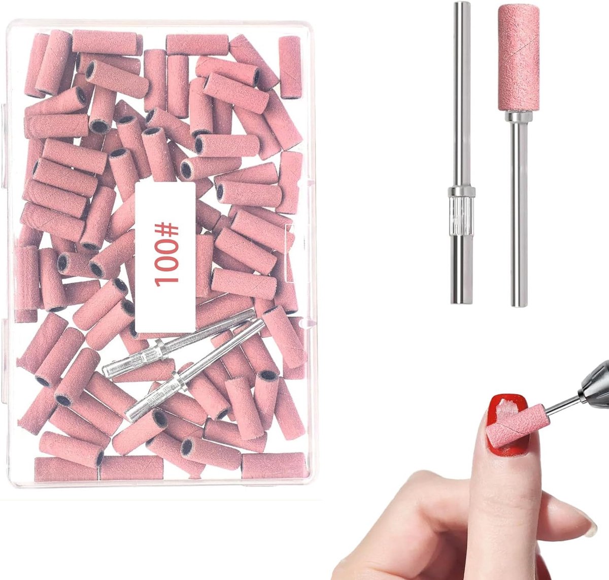 SnelShoppen - Pack van 100 Nagelvijlen, 240 Fijne Granules, Nagelverzorging, Multifunctionele Nagelslijpmolen met 2 Boorbits voor Manicure en Pedicure